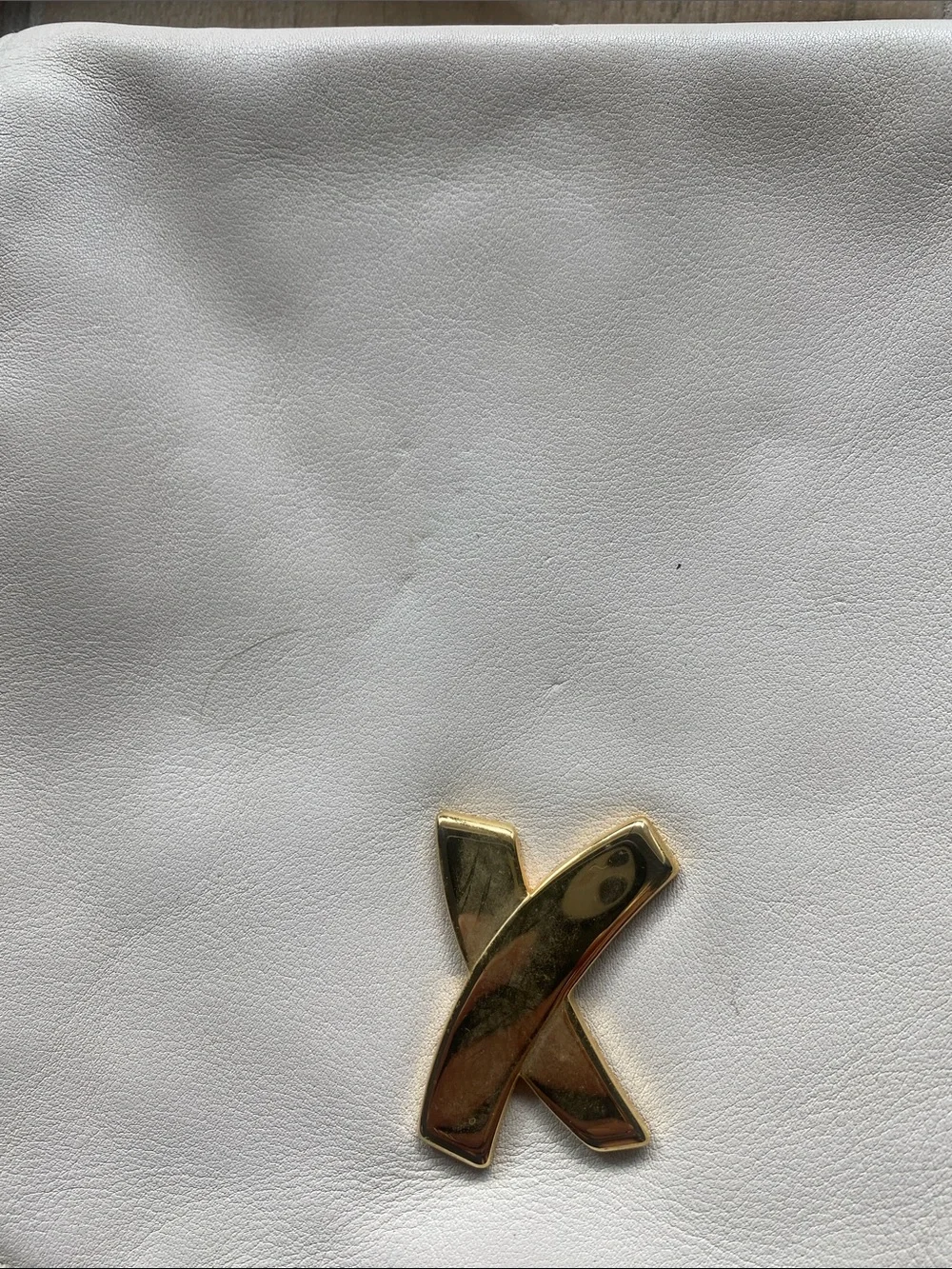 Paloma Picasso Vintage Cream Crossbody Shoulder Bag with Gold X Logo